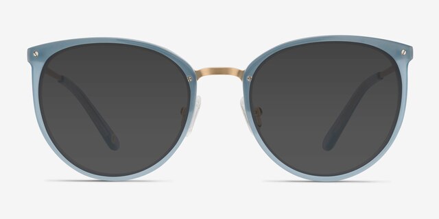 Crush Frosted Blue Acetate-metalSoleil de Lunette de vue d'EyeBuyDirect, Vue de Face