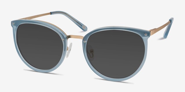 Crush Frosted Blue Acetate-metalSoleil de Lunette de vue d'EyeBuyDirect, Vue d'Angle
