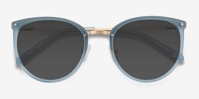 Crush Frosted Blue Acetate-metalSoleil de Lunette de vue d'EyeBuyDirect, Vue Rapprochée