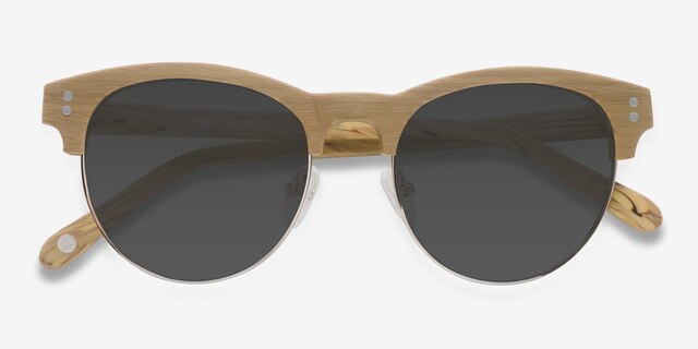 College Jaune Wood-textureSoleil de Lunette de vue d'EyeBuyDirect, Vue Rapprochée