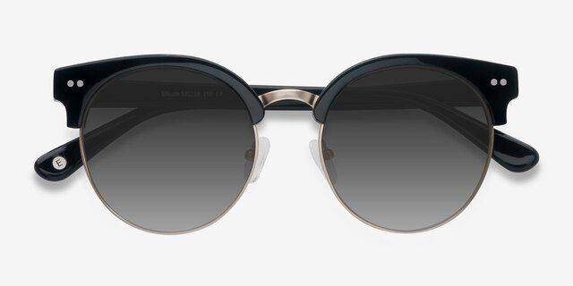 Silicate Black AcetateSunglass Frames from EyeBuyDirect, Closed View