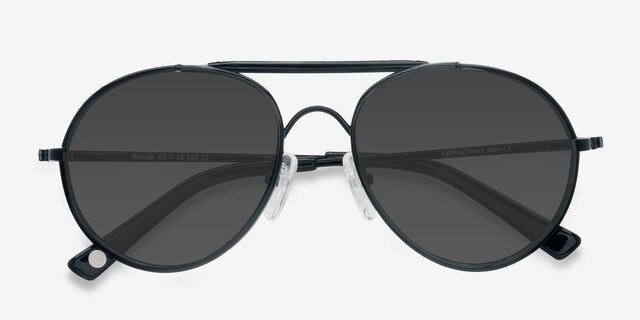 Nairobi Black AcetateSunglass Frames from EyeBuyDirect, Closed View