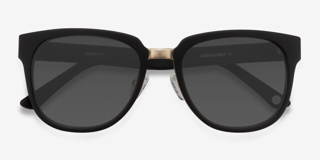 Haute Couture Matte Black Acetate-metalSunglass Frames from EyeBuyDirect, Closed View