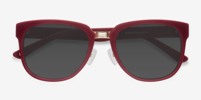 Haute Couture Dark Red AcétateSoleil de Lunette de vue d'EyeBuyDirect, Vue Rapprochée