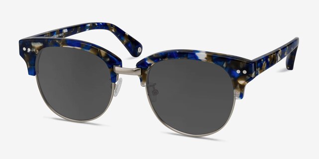 Swift Blue Mosaic AcetateSunglass Frames from EyeBuyDirect, Angle View