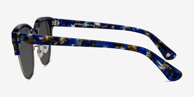Swift Blue Mosaic AcetateSunglass Frames from EyeBuyDirect, Side View