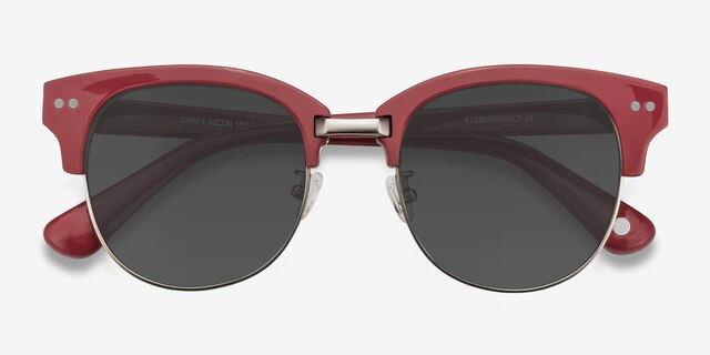 Swift Red AcetateSunglass Frames from EyeBuyDirect, Closed View