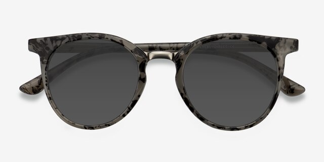Lulu Gray Floral MetalSunglass Frames from EyeBuyDirect, Closed View