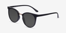 Lulu Noir Plastic-metal Soleil de Lunette de vue d'EyeBuyDirect, Vue d'Angle