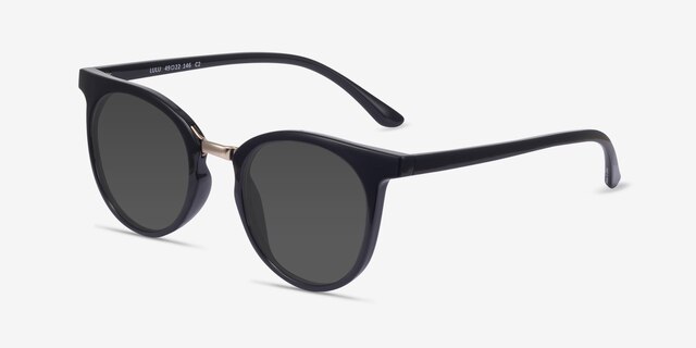 Lulu Noir Plastic-metalSoleil de Lunette de vue d'EyeBuyDirect, Vue d'Angle