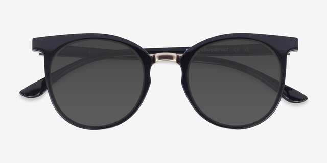 Lulu Noir Plastic-metalSoleil de Lunette de vue d'EyeBuyDirect, Vue Rapprochée