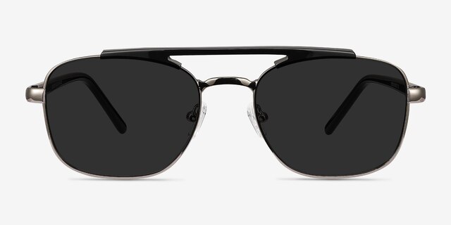 Decode Black Gunmetal Acetate-metalSunglass Frames from EyeBuyDirect, Front View