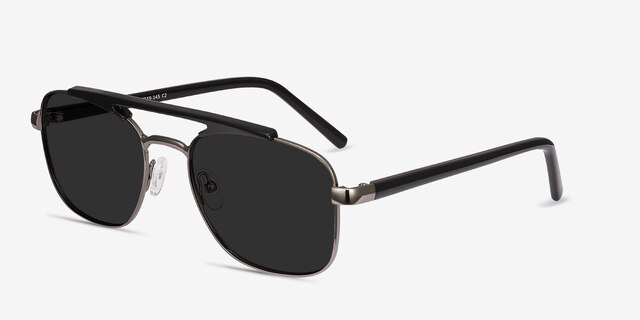 Decode Black Gunmetal Acetate-metalSunglass Frames from EyeBuyDirect, Angle View