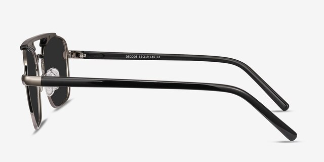 Decode Black Gunmetal Acetate-metalSunglass Frames from EyeBuyDirect, Side View