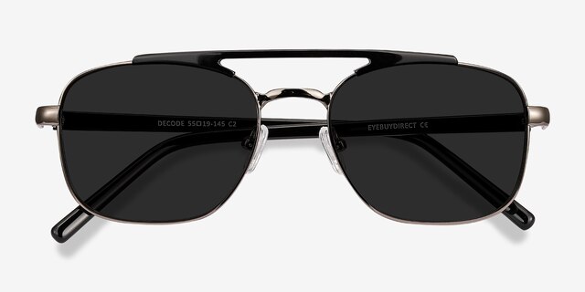 Decode Black Gunmetal Acetate-metalSunglass Frames from EyeBuyDirect, Closed View