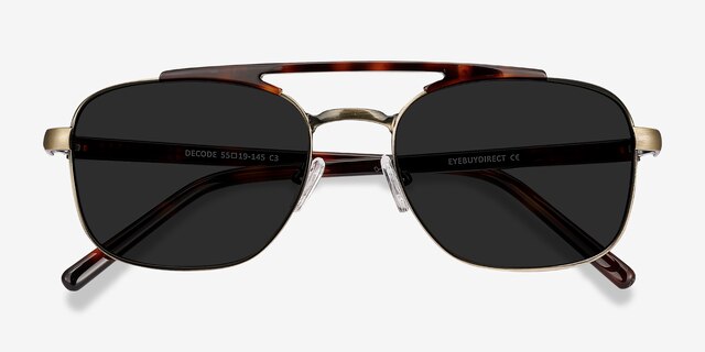 Decode Tortoise Bronze Acetate-metalSunglass Frames from EyeBuyDirect, Closed View