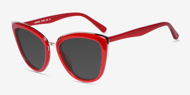 Cadenza Rouge Acetate-metalSoleil de Lunette de vue d'EyeBuyDirect, Vue d'Angle
