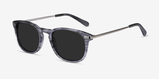 Council Gray Striped Acetate-metalSunglass Frames from EyeBuyDirect, Angle View