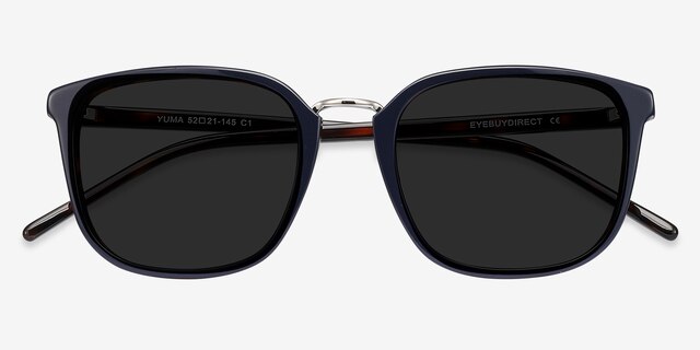 Yuma Navy Acetate-metalSunglass Frames from EyeBuyDirect, Closed View