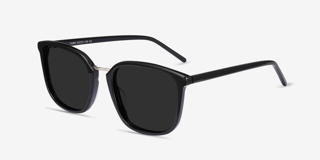 Yuma Noir Acetate-metalSoleil de Lunette de vue d'EyeBuyDirect, Vue d'Angle