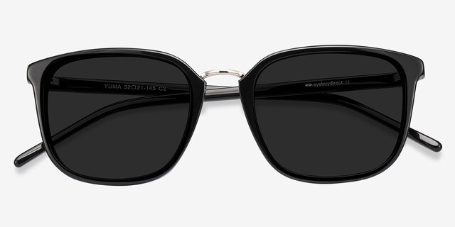 Yuma Noir Acetate-metalSoleil de Lunette de vue d'EyeBuyDirect, Vue Rapprochée