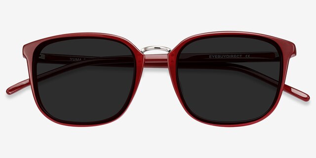 Yuma Red Acetate-metalSunglass Frames from EyeBuyDirect, Closed View