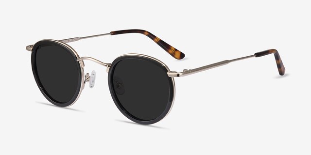 Rollin Noir Acetate-metalSoleil de Lunette de vue d'EyeBuyDirect, Vue d'Angle
