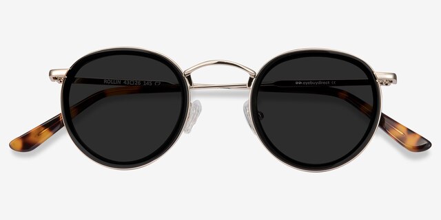 Rollin Noir Acetate-metalSoleil de Lunette de vue d'EyeBuyDirect, Vue Rapprochée