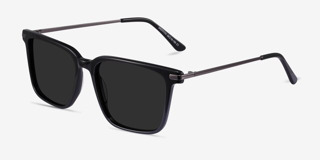 Griffith Black Acetate-metalSunglass Frames from EyeBuyDirect, Angle View