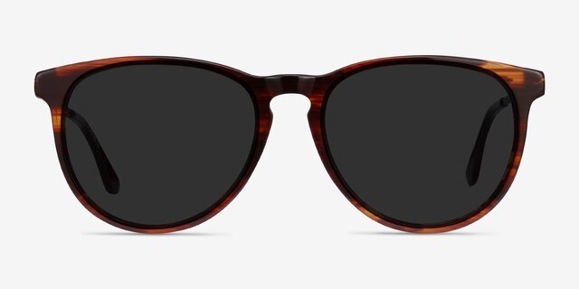 Sun Ultraviolet Brown Striped Acetate-metalSoleil de Lunette de vue d'EyeBuyDirect, Vue de Face