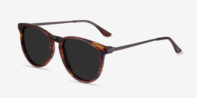 Sun Ultraviolet Brown Striped Acetate-metalSoleil de Lunette de vue d'EyeBuyDirect, Vue d'Angle