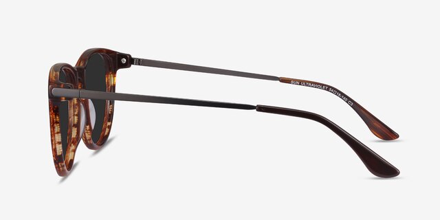 Sun Ultraviolet Brown Striped Acetate-metalSoleil de Lunette de vue d'EyeBuyDirect, Vue de Côté