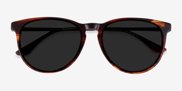Sun Ultraviolet Brown Striped Acetate-metalSoleil de Lunette de vue d'EyeBuyDirect, Vue Rapprochée