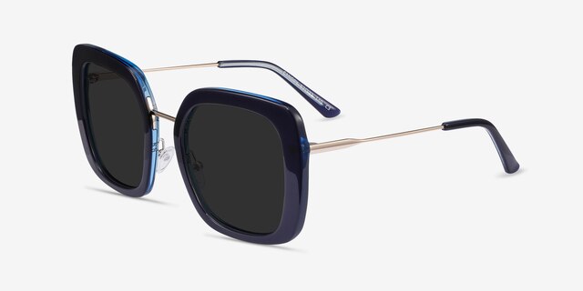 Canopy Blue Acetate-metalSunglass Frames from EyeBuyDirect, Angle View