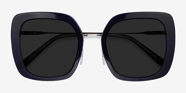 Canopy Blue Acetate-metalSunglass Frames from EyeBuyDirect, Closed View