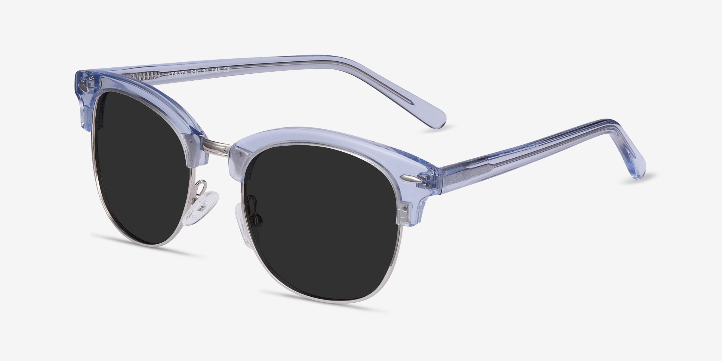 Strata - Browline Clear Blue Frame Prescription Sunglasses 