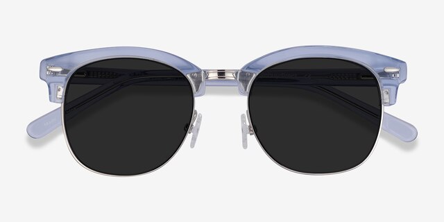 Strata Clear Blue Acetate-metalSunglass Frames from EyeBuyDirect, Closed View