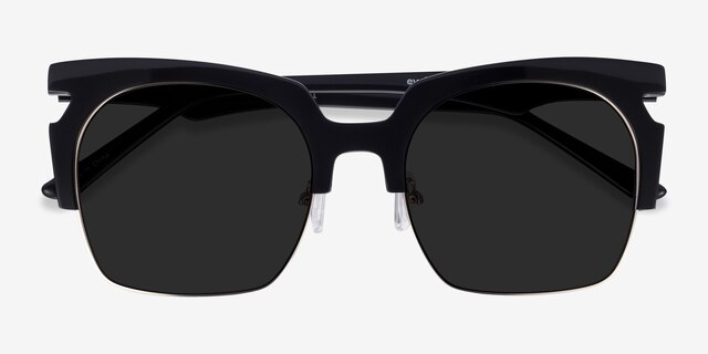 Ilsa Black Acetate-metalSunglass Frames from EyeBuyDirect, Closed View