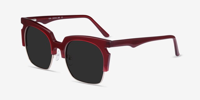 Ilsa Burgundy Acetate-metalSunglass Frames from EyeBuyDirect, Angle View