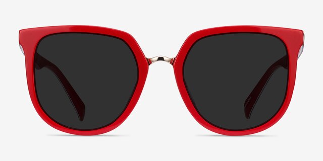 Shannon Red & Leopard AcetateSunglass Frames from EyeBuyDirect, Front View