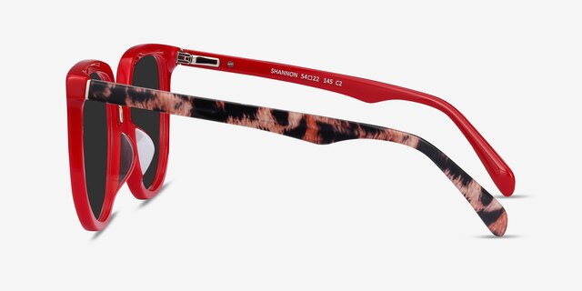 Shannon Red & Leopard AcetateSunglass Frames from EyeBuyDirect, Side View