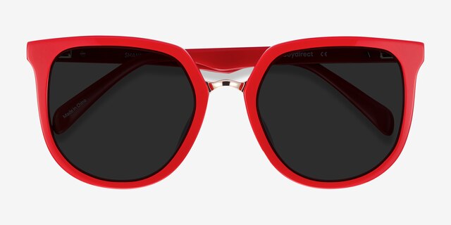 Shannon Red & Leopard AcetateSunglass Frames from EyeBuyDirect, Closed View
