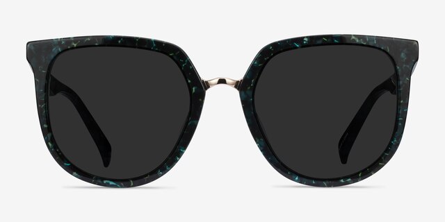 Shannon Green Floral AcetateSunglass Frames from EyeBuyDirect, Front View