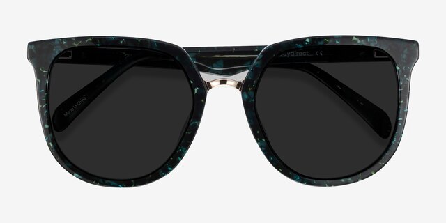 Shannon Green Floral AcetateSunglass Frames from EyeBuyDirect, Closed View