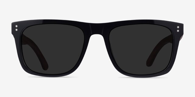 Grow Black & Wood AcetateSunglass Frames from EyeBuyDirect, Front View
