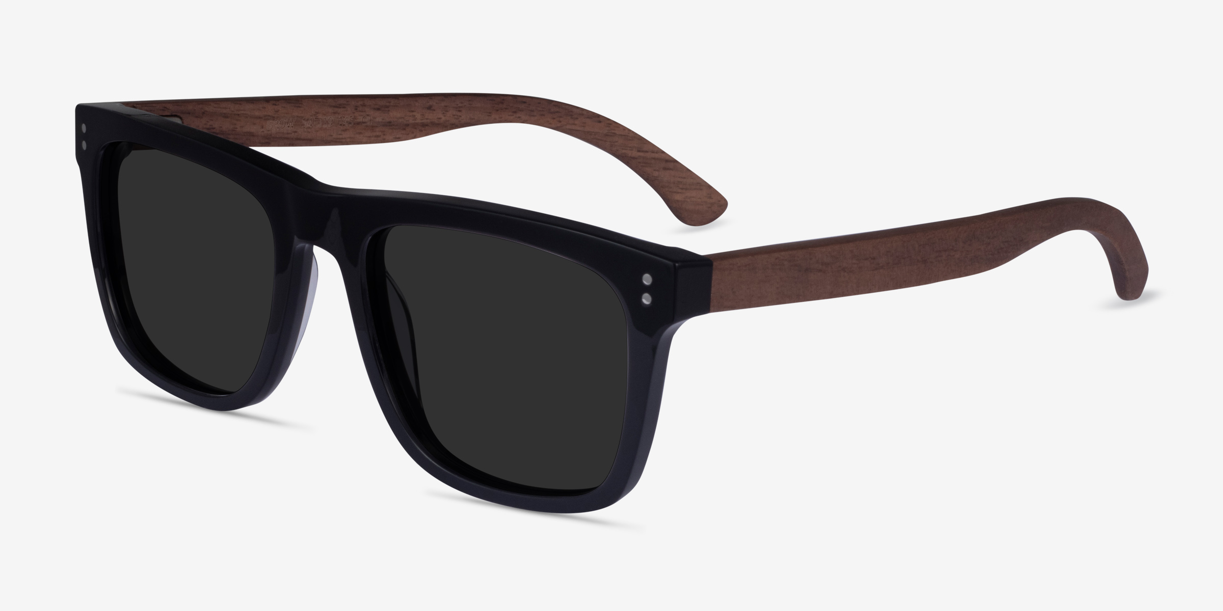 Grow Rectangle Black & Wood Frame Sunglasses For Men Eyebuydirect