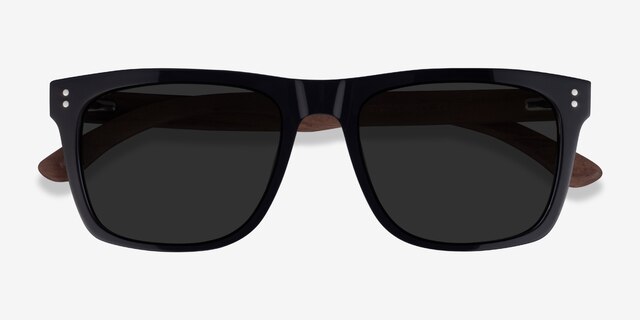 Grow Black & Wood AcetateSunglass Frames from EyeBuyDirect, Closed View