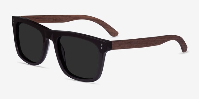 Grow Dark Brown & Wood AcetateSunglass Frames from EyeBuyDirect, Angle View