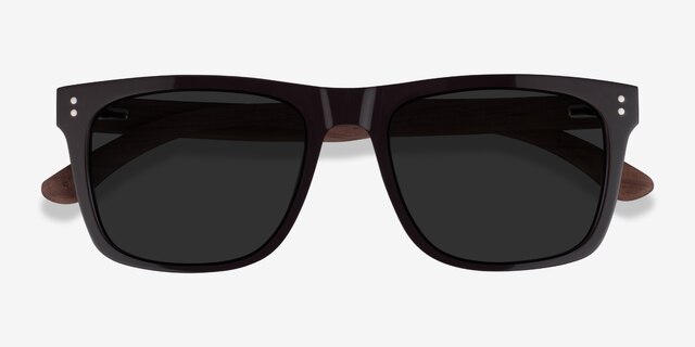 Grow Dark Brown & Wood AcetateSunglass Frames from EyeBuyDirect, Closed View