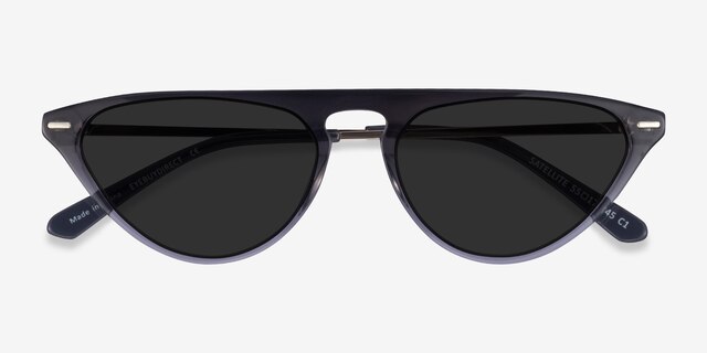 Satellite Clear Gray AcetateSunglass Frames from EyeBuyDirect, Closed View